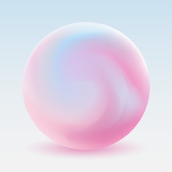 Abstract liquid liquid circles hologram on a colored background. 3D sphere in light pink color. Vector