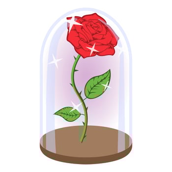 Rose in a flask of glass. Vector illusration