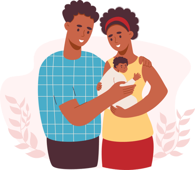 Happy ethnic family with newborn png