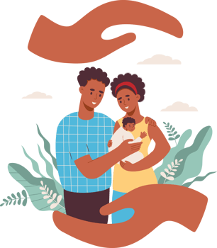 Happy black  family with  baby png