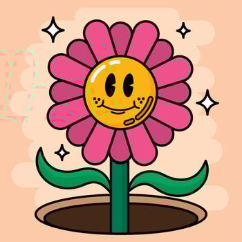 Isolated colored happy flower traditional cartoon character Vector illustration