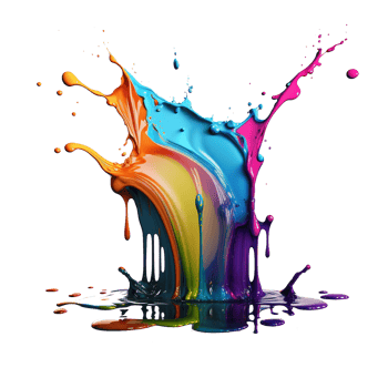 colorful splash liquid paint element on transparent background, png