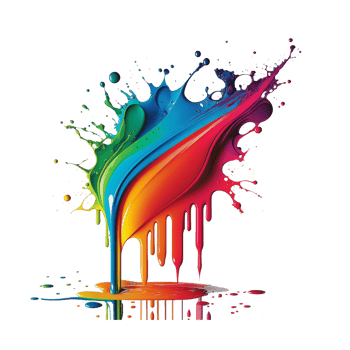 colorful splash liquid paint element on transparent background, png