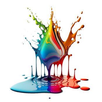 colorful splash liquid paint element on transparent background, png