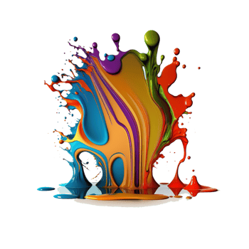 colorful splash liquid paint element on transparent background, png