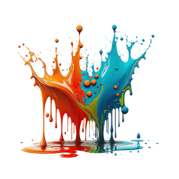 colorful splash liquid paint element on transparent background, png