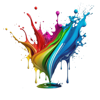 colorful splash liquid paint element on transparent background, png
