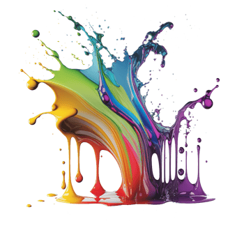 colorful exsplosion liquid paint element on transparent background, png