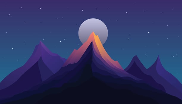 Flat minimalistic design. Panorama of a mountain landscape. Easy to change colors. vector