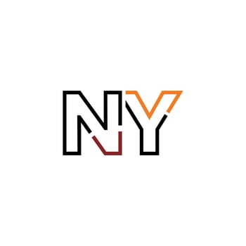 Abstract letter NY logo design with line connection for technology and digital business company. vector