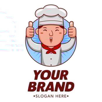 Baker Cartoon Character Logo Vector Template