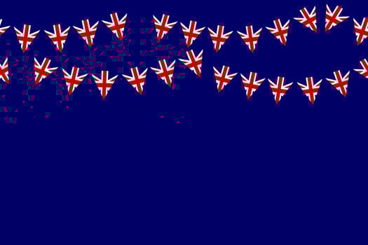 Coronation celebration UK Union Jack flag background vector illustration