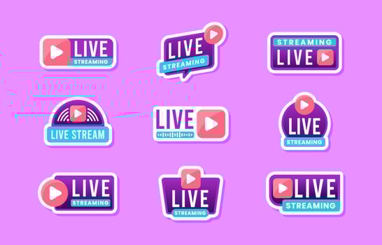 Youtube Live Label Set vector
