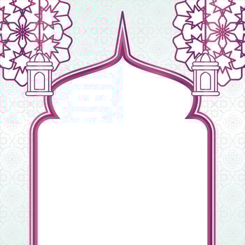 Islamic sale poster template with free space for text or image. It has awesome color mandala with dome and lantern ornament. Design for banners, greeting cards, social media and web. vector