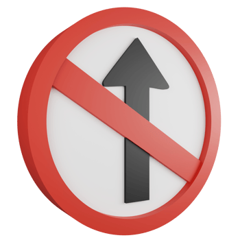 3D render no passing sign icon isolated on transparent background, red mandatory sign png