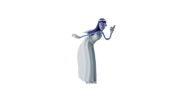3D Illustration. Beautiful Dancer 3D cartoon character. Dancer with a bent pose and show okay signs. Dancer use the Princess costume and posing funny. 3D cartoon character png