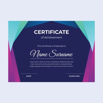 Dark purple certificate of achievement suitable for awards in corporate, personal business, and community vector