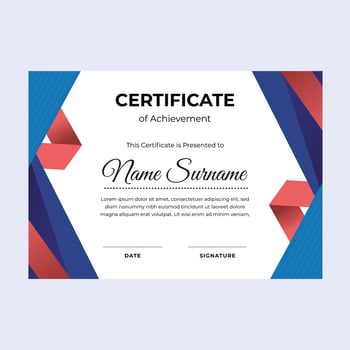 Origami color certificate of achievement suitable for awards in corporate, personal business, and community vector