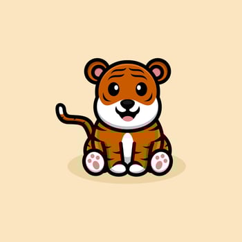 Cute Baby tiger Logo Design vector