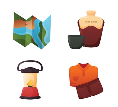 set of camping equipment vector illustration