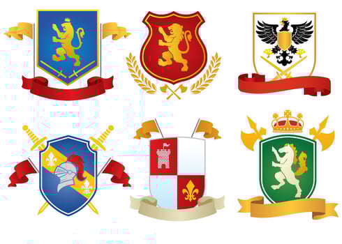 heraldic shield set collection vector