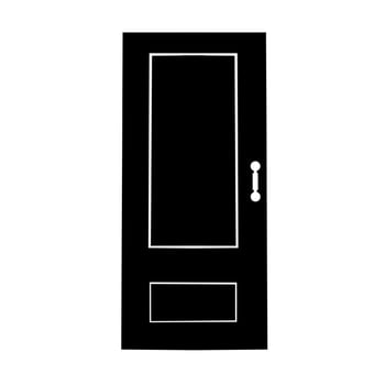 door vector silhouette. Simple black door design with handle on white background.