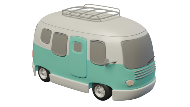 Van car 3D. Summer van cute. png
