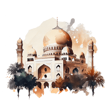 Beautiful watercolor  mosque illustration Generate AI png