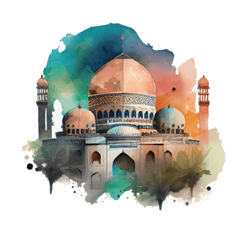 Beautiful watercolor  mosque illustration Generate AI png