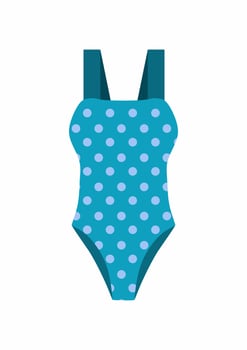 Blue swim suit. vector illustration. Isolated on white background. Dots ornament.