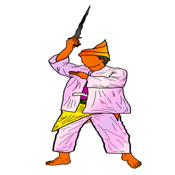 Stand of Malay Nusantara Warrior with hold weapon had blade png