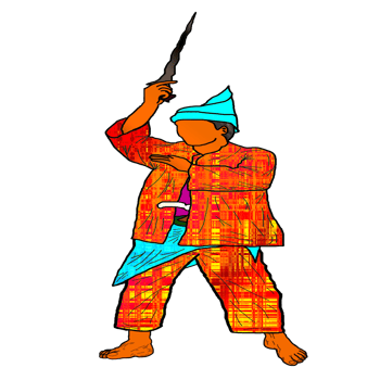 Stand of Malay Nusantara Warrior with hold weapon had blade png
