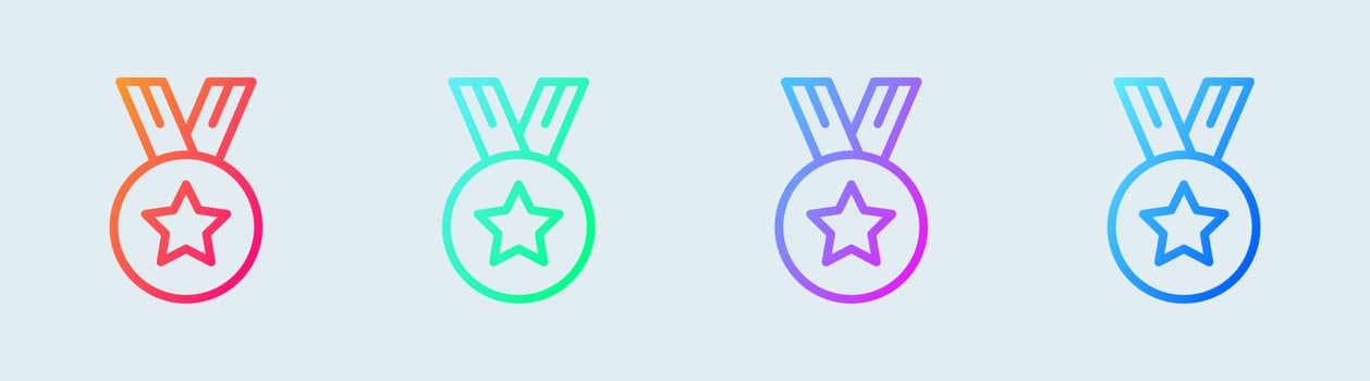 Medal line icon in gradient colors. Award signs vector illustration.