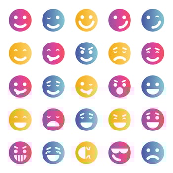 Gradient icons for Smiley face. vector