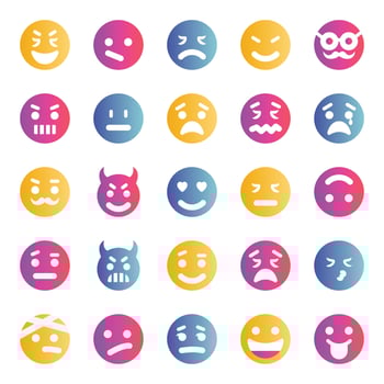 Gradient icons for Smiley face. vector