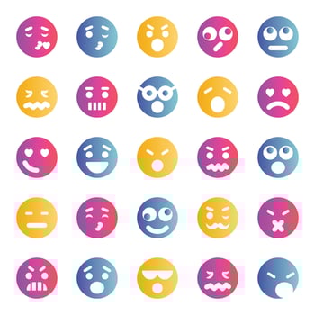 Gradient icons for Smiley face. vector