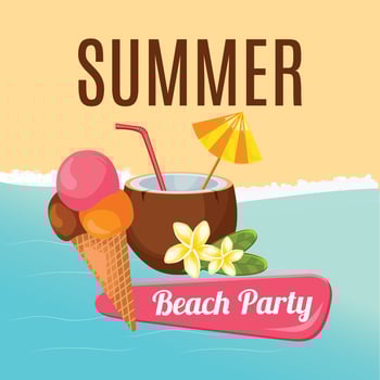 emblem logo with beach background vector