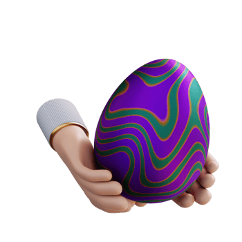 3d illustration of a hand holding an easter egg png