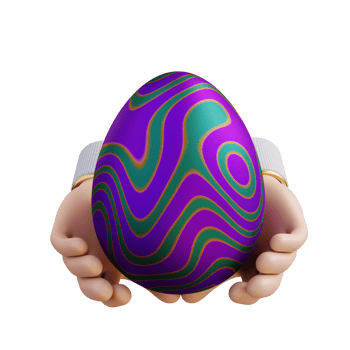 3d illustration of a hand holding an easter egg png
