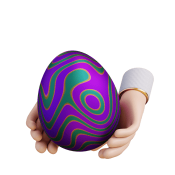 3d illustration of a hand holding an easter egg png