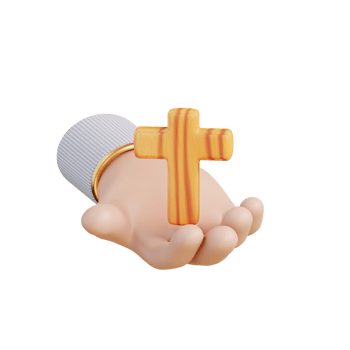 3d illustration of hand and holding cross png