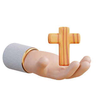 3d illustration of hand and holding cross png