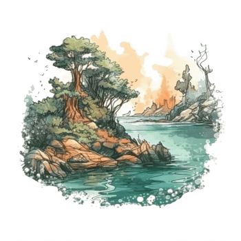 Watercolor painting about forest png
