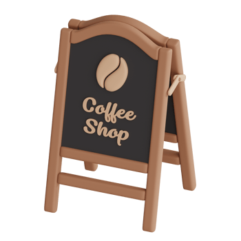 Coffee Stand Board 3D Coffee Illustration Icon png