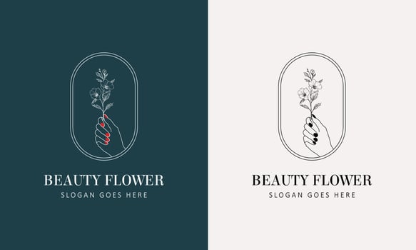 Minimal feminine botanical floral branch and logo. Hand drawn wedding herb, homeplant with elegant leaves. Botanical rustic trendy greenery vector