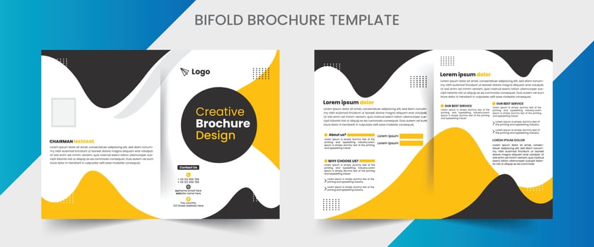 Business bifold brochure or magazine cover design template. Simple and clean colorful pages brochure design business theme. vector