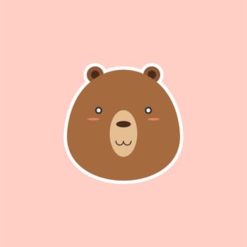 cute bear head cartoon flat design vector illustration