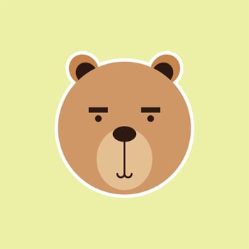 cute bear head cartoon flat design vector illustration