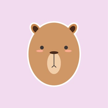cute bear head cartoon flat design vector illustration