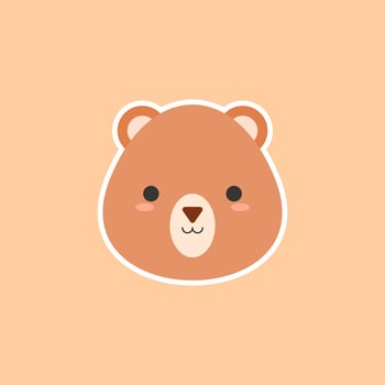 cute bear head cartoon flat design vector illustration